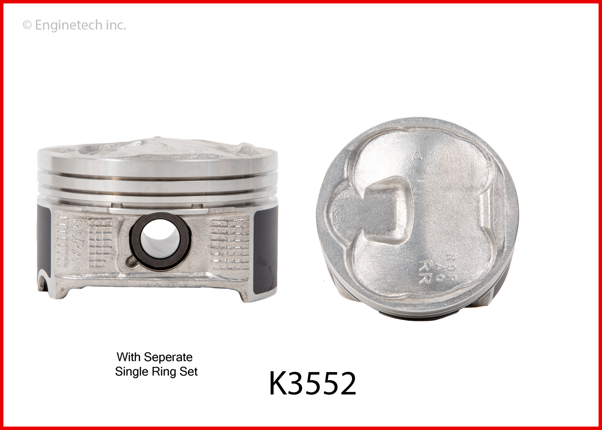Enginetech Engine Piston Kit- With Separate Full Ring Stack - K3552(6)P.50
